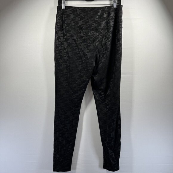 Chicos Zenergy Leggings Med Shiny Slimming Athleisure Black Houndstooth Stretch - Picture 4 of 6